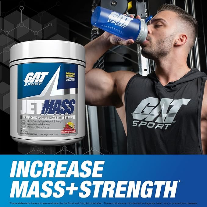 GAT SPORT JetMass Fact-Acting Volumizing Creatine System, 30 Servings (Strawberry Lemonade)