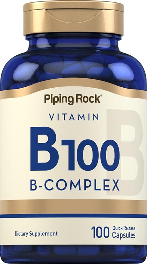 Piping Rock Vitamin B-100 Complex 100 Capsules B12, B1, B1, B2, B2, B6 B6 |