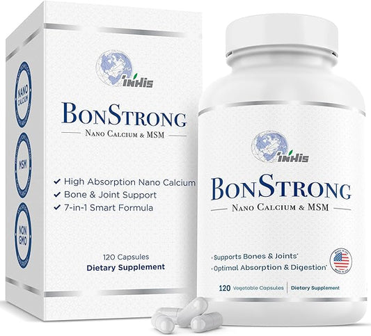 Nano Calcium Supplement – 7-in-1 Bone Support with MSM, Vitamin D3, K1, Magnesium, Zinc – High Absorption Calcium for Women & Men – Vitamins for Bones & Joints – Made in USA – 120 Capsules