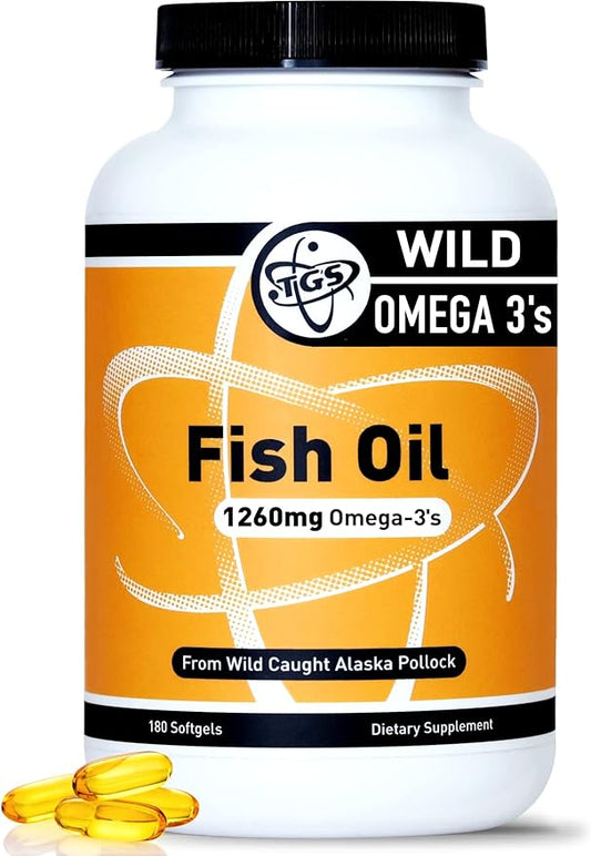 TGS Triple Strength Omega 3 Fish 1260mg EPA 3 Fatty 180 Capsules, 90 Servings