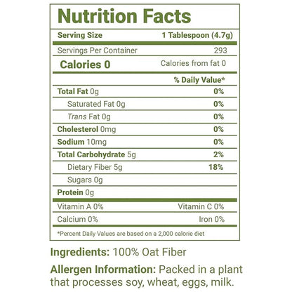 LifeSource Foods Oat Fiber 500 (1 LB) Keto, Zero-Carb, Gluten-Free, All-Natural Fiber for Low-Carb Baking and Bread, OU Kosher, Resealable Pouch