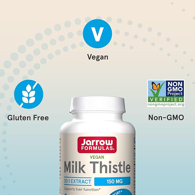 Jarrow Formulas Milk Thistle 150 mg 30:1 Standardized 200 Veggie 66-200 Day