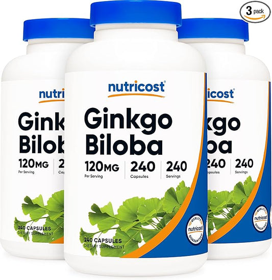 Nutricost Ginkgo Biloba 120mg; 240 Capsules (3 Bottles)