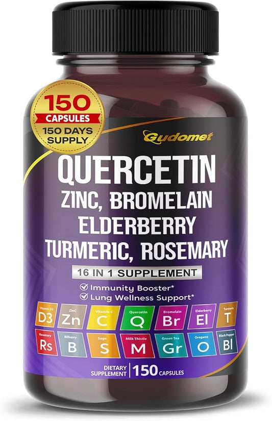 Quercetin Bromelain Zinc Vitamin D3 Elderberry -150 Capsules-