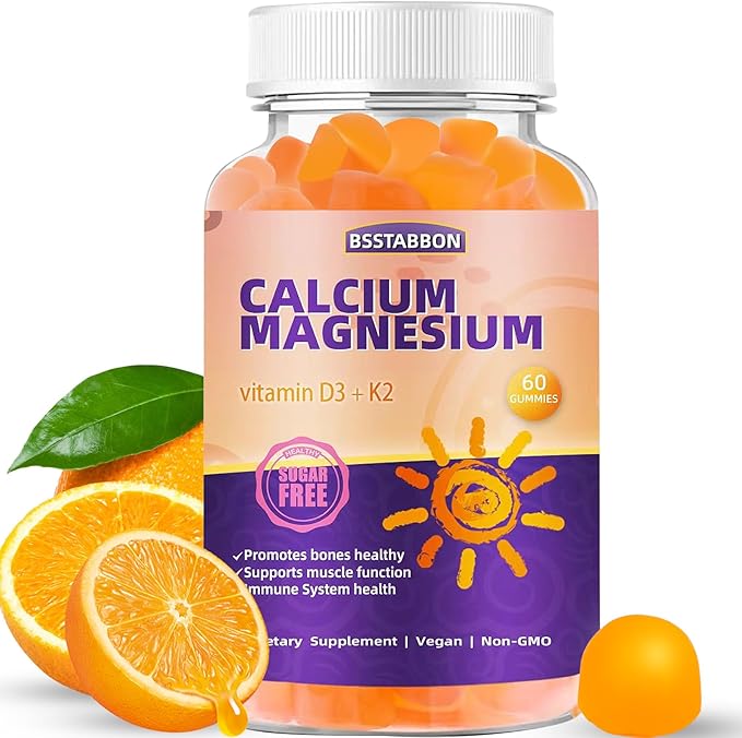 Calcium Magnesium Gummies 600mg Calcium,420mg Magnesium D3+K2 High (60 count)
