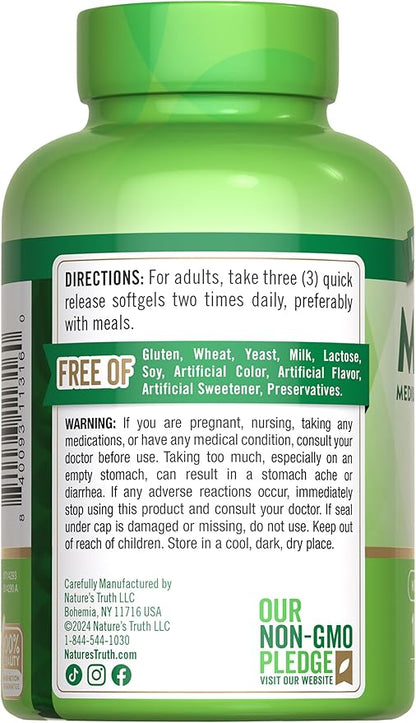 Nature's Truth MCT Oil | 100 Softgels | Keto Friendly Pills | Non-GMO & Gluten Free Supplement