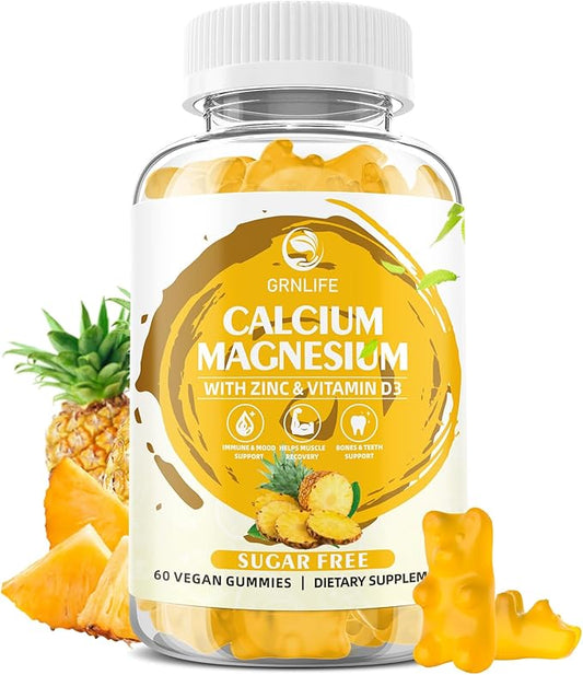Calcium Magnesium Zinc Gummies with Vitamin D3, Sugar 60 Count