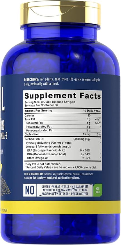 Carlyle Fish Oil 3000mg 900mg Omega 3 | 200 Softgels