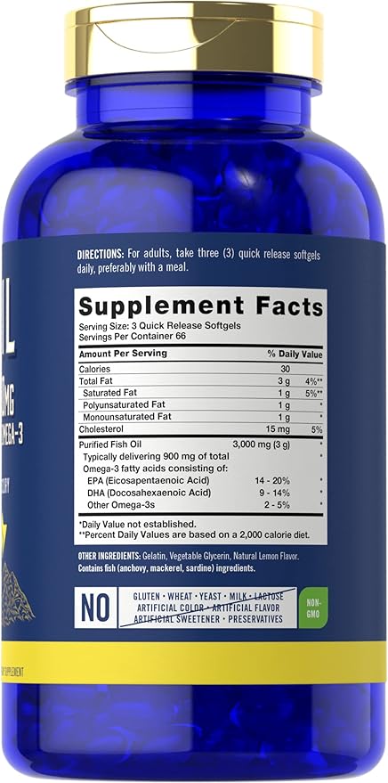 Carlyle Fish Oil 3000mg 900mg Omega 3 | 200 Softgels