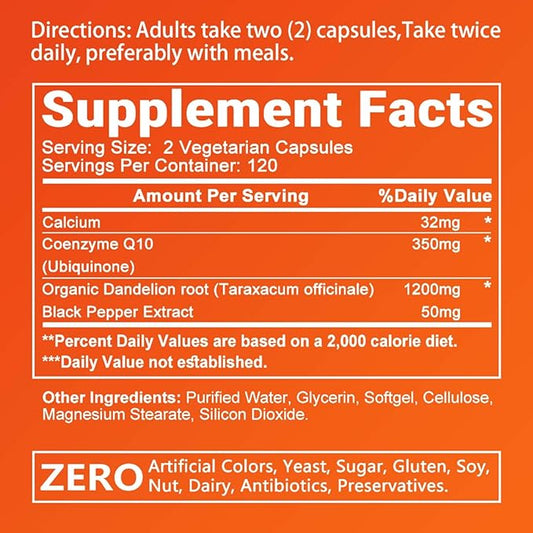 CoQ10 and Black Pepper Extract 400mg 120 Softgels, Q10(Ubiquinone) Supplement 3 Times