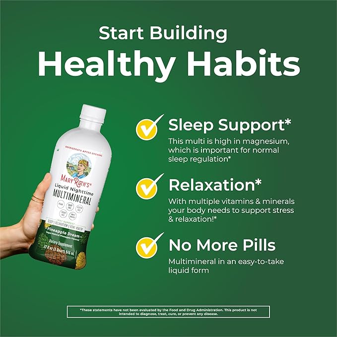 MaryRuth Organics Nighttime Liquid Multimineral Sleep 4 Flavors, 32 Servings 32 Fl