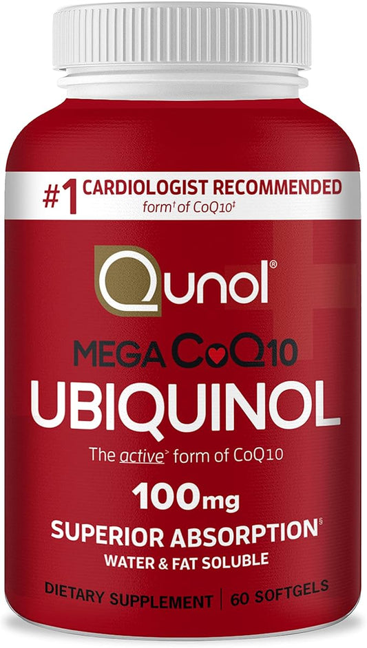 Qunol Ubiquinol CoQ10 100mg Softgels, Mega 100mg - Q10 for 2 Month 60 Count