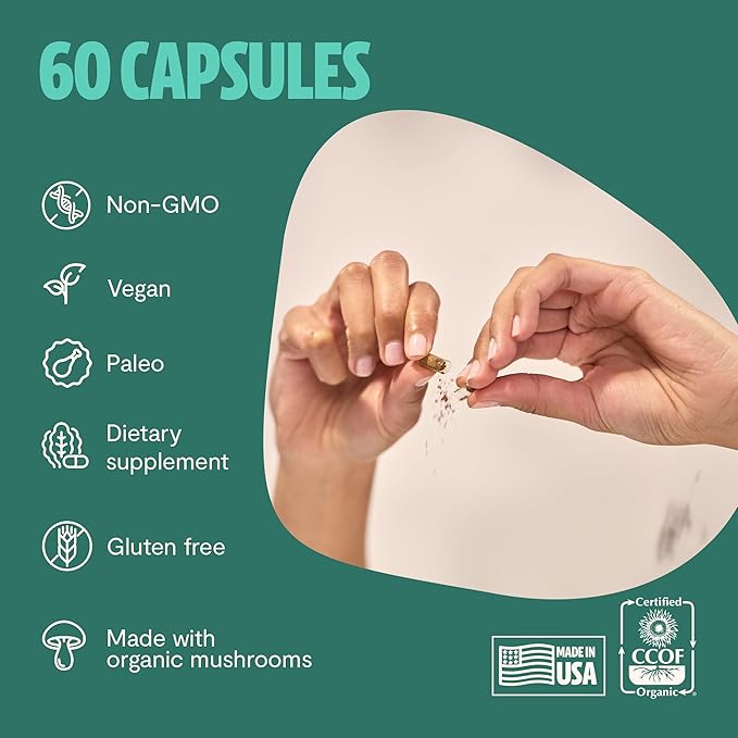 FreshCap Ultimate Mushroom Supplement 12,000mg - Mushroom Complex Capsules, Organic Mushrooms Supplement, Mushroom Extract, Ayurveda Mushroom Blend Nootropic (60 Capsules)