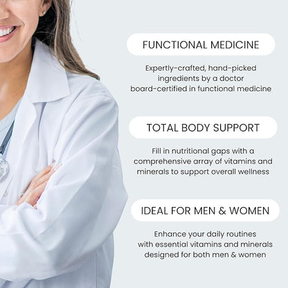 Multi Dietary Supplement – Integrative Functional Health Formula, 60-Day Supply, Complete Multivitamin for Men and Women