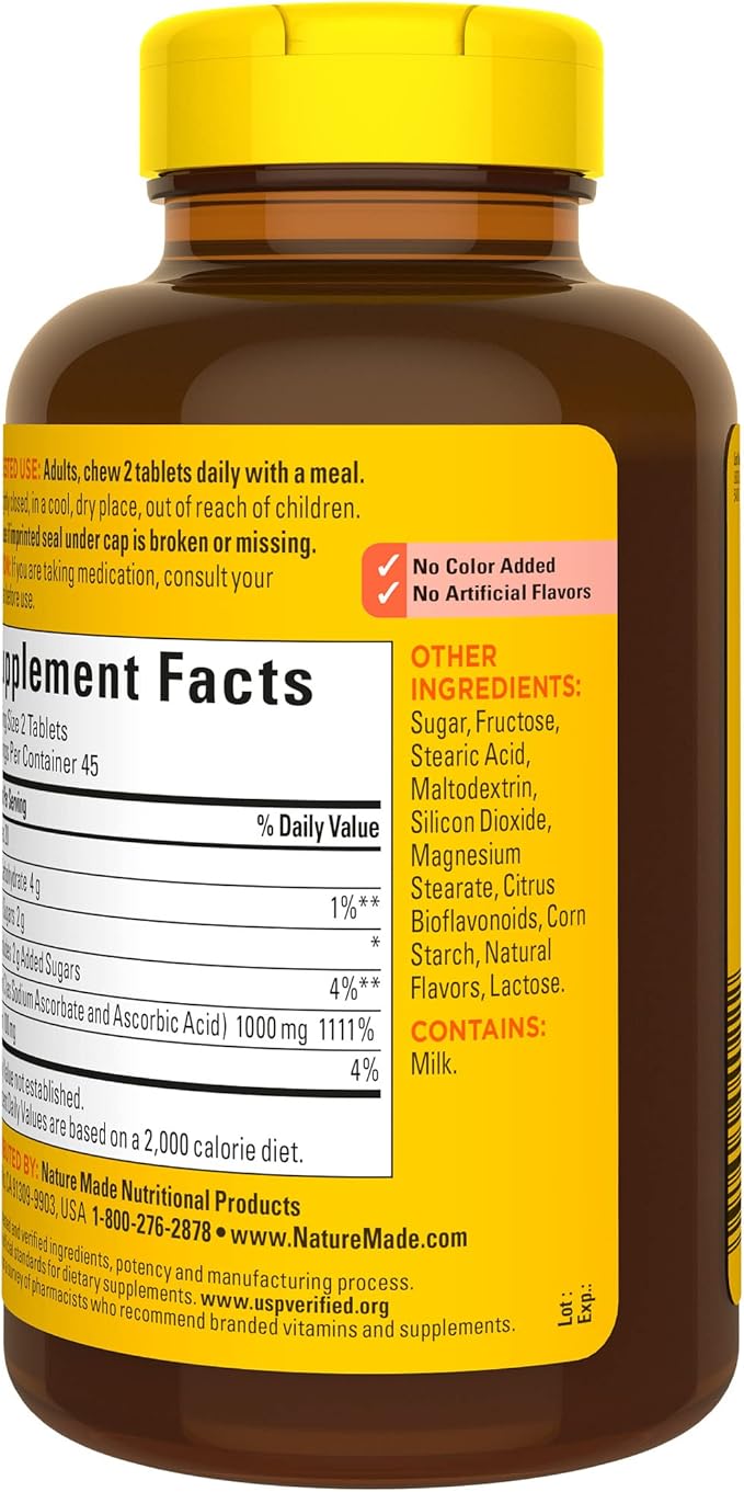 Nature Made Extra Strength Dosage Chewable 1000 mg 90 Tablets, 45 Day