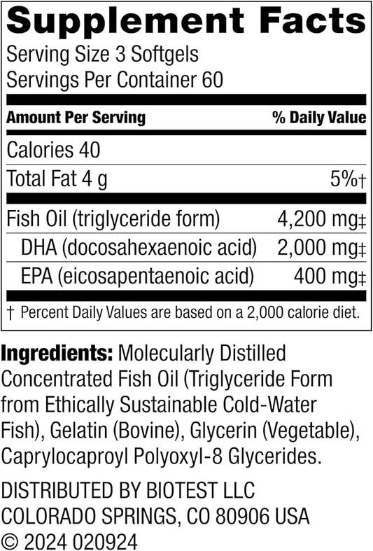 Biotest Flameout DHA-Rich Fish Oil 4200 mg 3-180 Softgels (60 Day