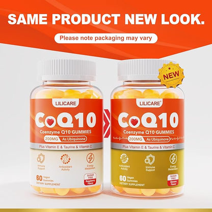 CoQ10 200mg Gummies, Coenzyme Q10 B6, B12 B12 for 120 Cts