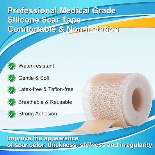 Medical Grade Silicone Scar Tape (1.6" x 157" - 4M) Professional