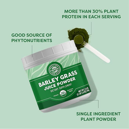 Vimergy Barley Grass Juice Powder – Clean Superfood Formula – Promotes Cardiovascular Health* – Organic, Vegan & Gluten-Free – Value Size 500g