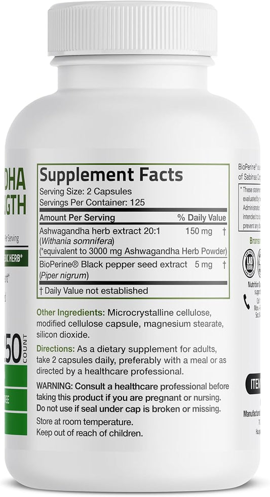 Bronson Ashwagandha Extra Strength Stress & 250 Vegetarian