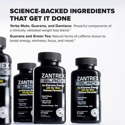 Zantrex Black - Weight Loss Supplement Pills - Weightloss Pills - Dietary Supplements - Lose Weight Supplement - Energy and Weight Loss Pills - 84 Count