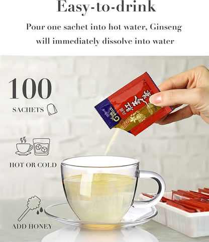 ILHWA Korean Red Ginseng Tea (300g, 0.11oz X 100 sachets) 6 Years Rg1+Rb1+Rg3