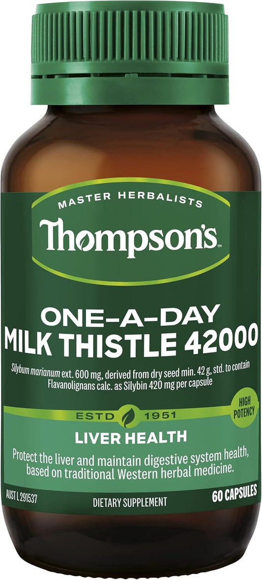 Thompsons Milk Thistle 42,000 Helps Liver 60 Capsules