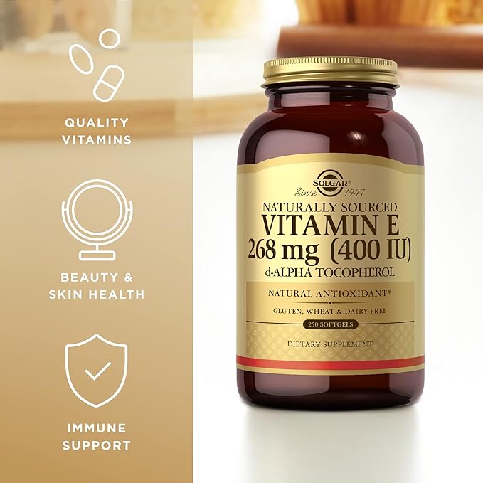 SOLGAR Vitamin E 268 mg (400 IU) 250 Softgels 250 Servings