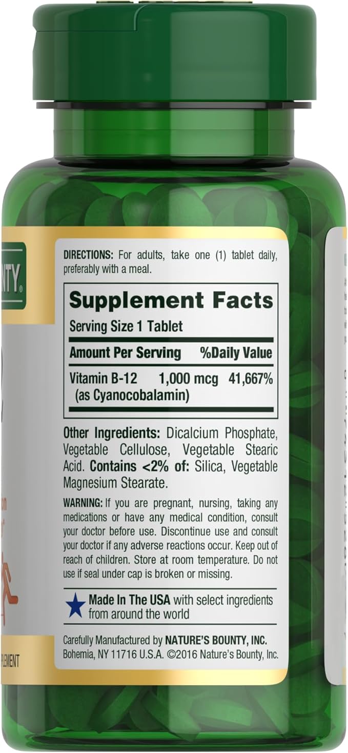 Nature's Bounty Vitamin B12, Supports Energy 1000mcg, 200 200 Ct
