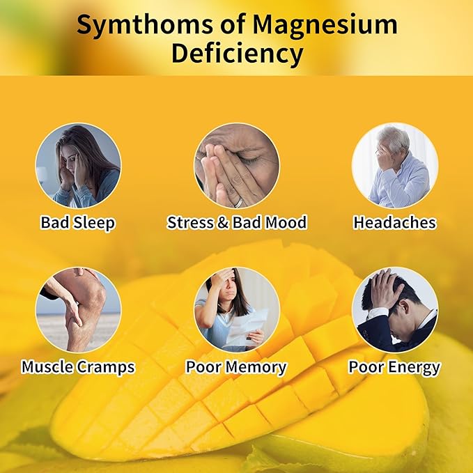 90 CT Magnesium Glycinate Gummies 1000mg B6, CoQ10 CoQ10 for 90 Mango