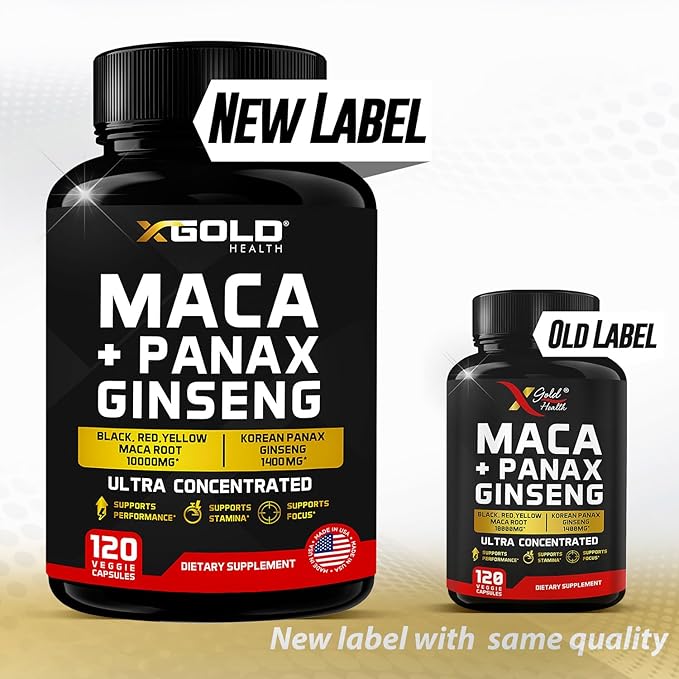 Maca Root Capsules 10,000mg + Korean 1,400mg - 20x Concentrated 10x Concentrated