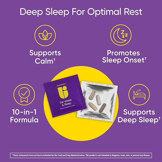 De-stress & Sleep Daily Multivitamin Supplement, B6, Magnesium, (30 Pack)