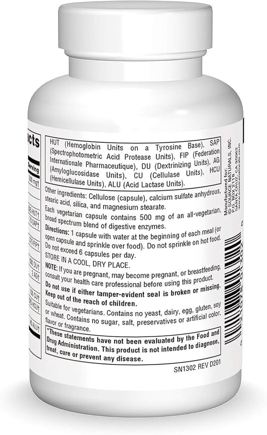 Source Naturals Essential Enzymes 500mg Bio-Aligned 120 Vegetarian