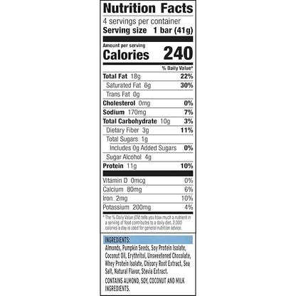 Ratio Crunchy Protein Bar, Vanilla Almond With Chocolate, 11g Protein, Keto Friendly, 5.8 oz (4 Bars)