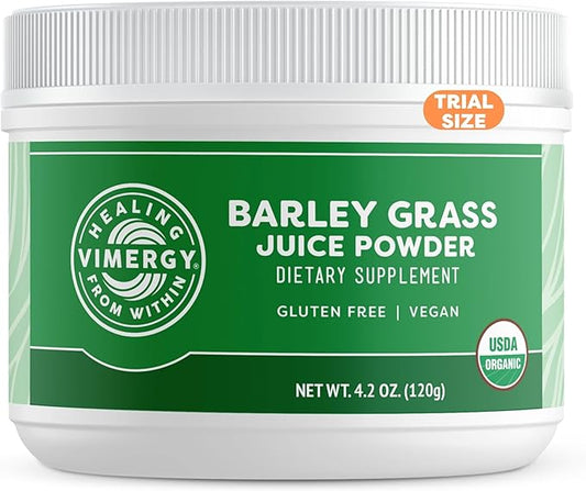 Vimergy Barley Grass Juice Powder – Clean Superfood Formula – Promotes Cardiovascular Health* – Organic, Vegan & Gluten-Free – Trial Size 125g