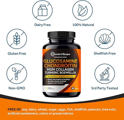 Doctor's Recipes Glucosamine Chondroitin MSM Turmeric 90 Tablets