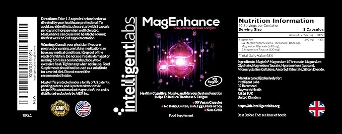 MagEnhance Magtein® Magnesium Complex Supplement Magnesium 90 Capsules