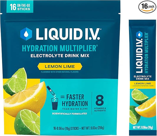 Liquid I.V.® Hydration Multiplier - Lemon Lime | Electrolyte Powder Drink Mix | 1 Pack (16 Servings)