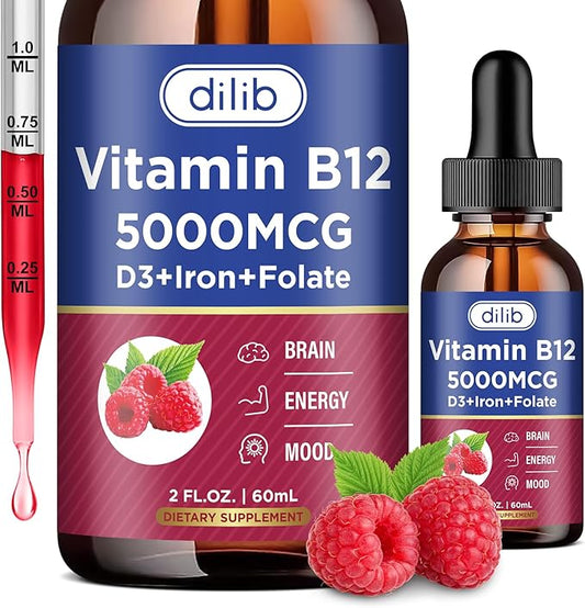 Vitamin B12 Complex 5000 mcg B12 Liquid B6, C, D3 for