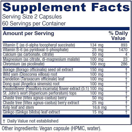 Vitanica Women's Phase I, Premenstrual Support, Vegan, 120 Capsules