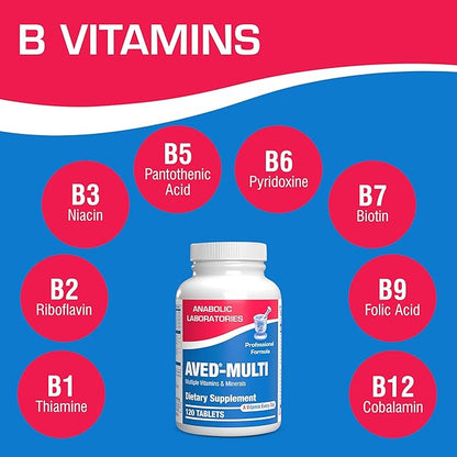 Anabolic Laboratories Daily Multivitamin for Men and Women - 120 AVED Daily Multi Vitamin and Minerals Supplement Tablets with Iron for Daily Health