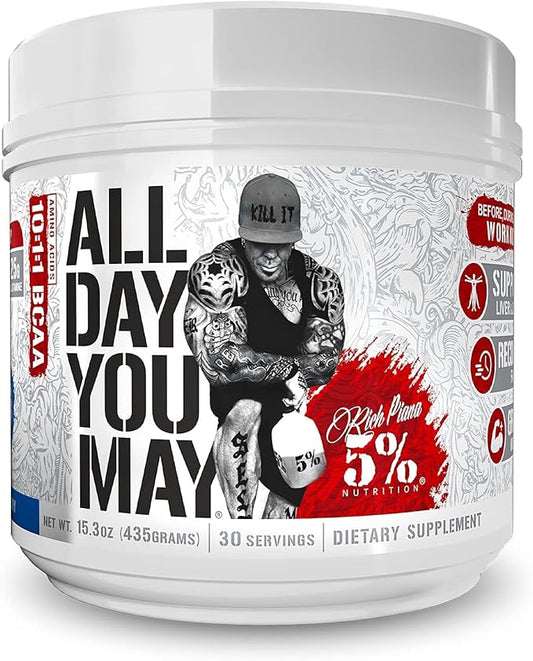 5% Nutrition Rich Piana AllDayYouMay BCAA Powder 16.4 oz, 30 Servings