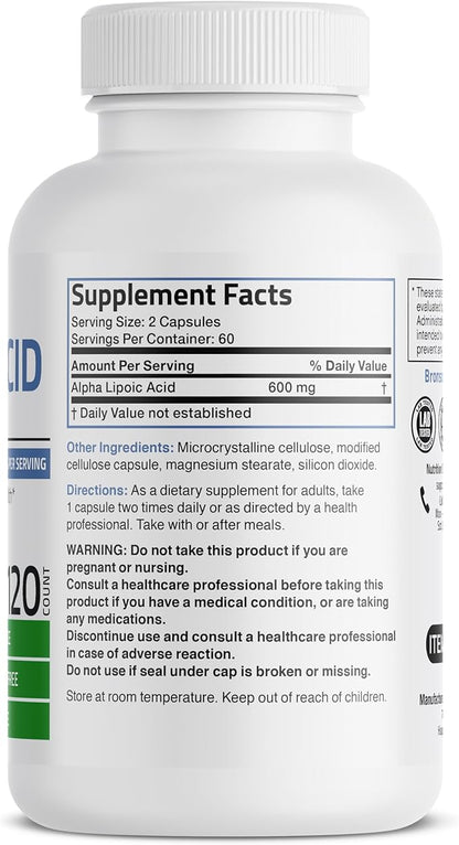 Bronson Alpha Lipoic Acid 600 MG 120 Vegetarian (60 Servings)