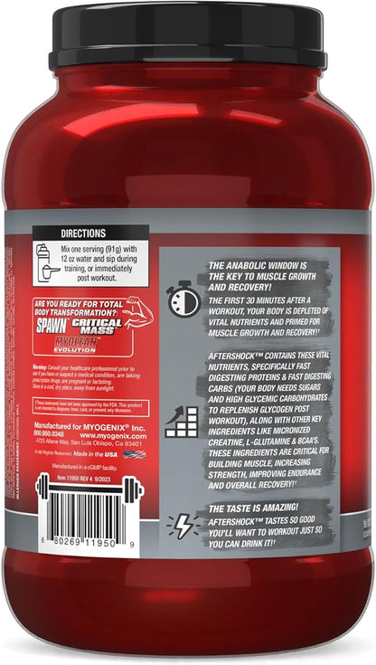 Myogenix Aftershock Post Workout, Muscle Growth Whey Protein Powder | Anabolic Whey Protein and Mass Building Carbohydrates | Amino Stack Creatine and Glutamine Plus BCAAs | Fruit Punch 3 LBS