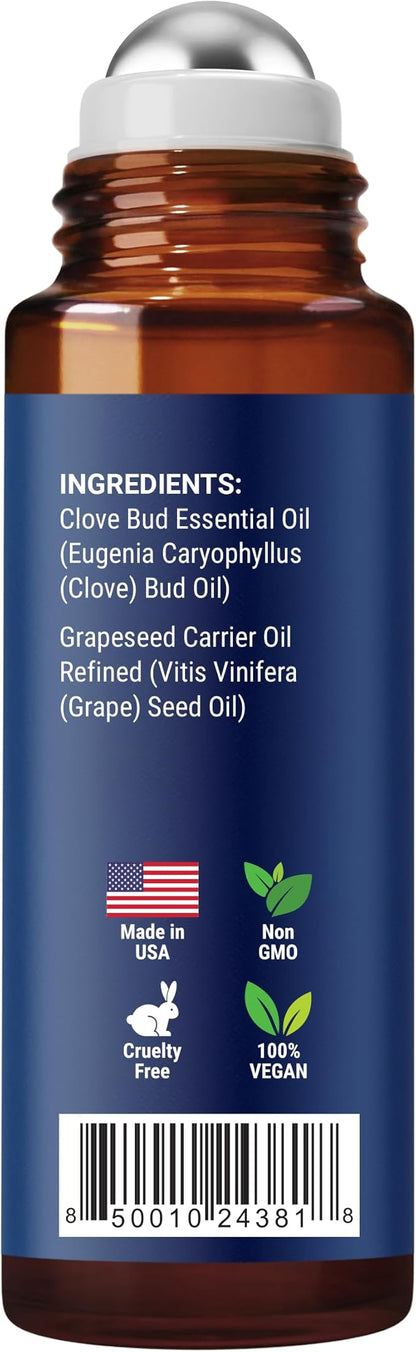 Clove Essential Oil Roll On 10 ml - Pre-Diluted Roller for Skin, Teeth & Aromatherapy - Ready to Use - Made from Pure Natural Oils - Nexon Botanics