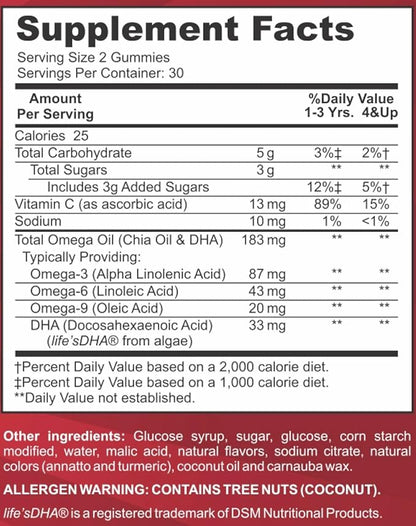 Feel Great Vitamin Co. Complete DHA Gummies for Kids | with Omega 3 6 9 + DHA, Vitamin C | Supports Healthy Brain Function, Vision & Heart Health | Gluten Free, Vegetarian | 60 Gummies