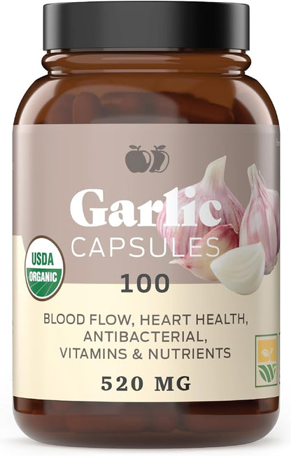 Complete Natural Products Organic Garlic Capsules 520mg Capsules 100 Count