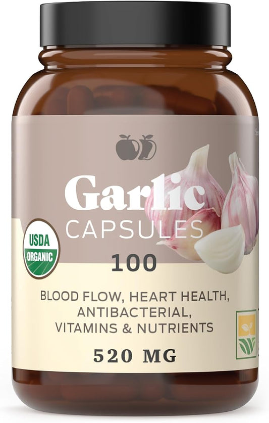 Complete Natural Products Organic Garlic Capsules 520mg Capsules 100 Count