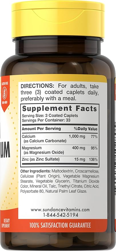 Calcium Magnesium Zinc 100 Caplets
