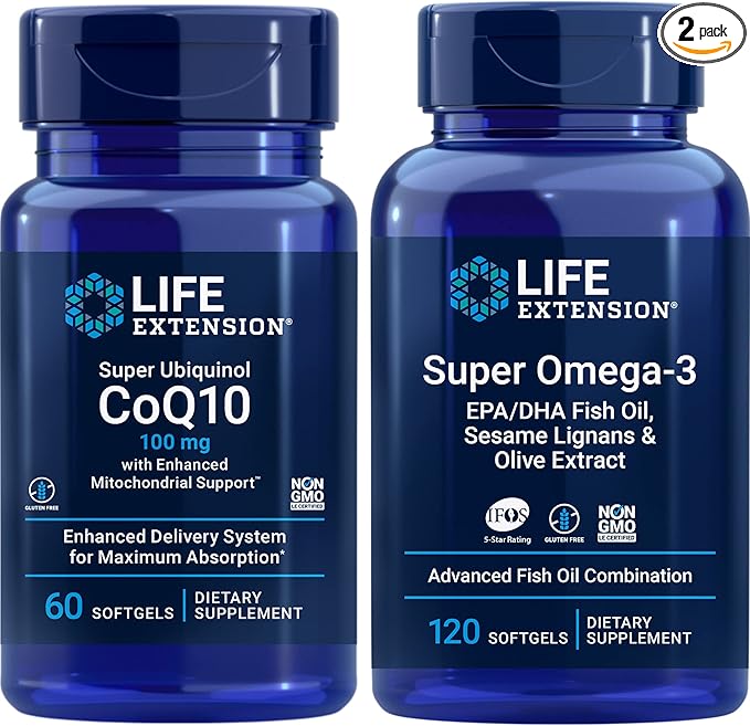 Life Extension Super Ubiquinol Coq10, 100 60 Softgels Omega-3 Epa/dha 120 Softgels
